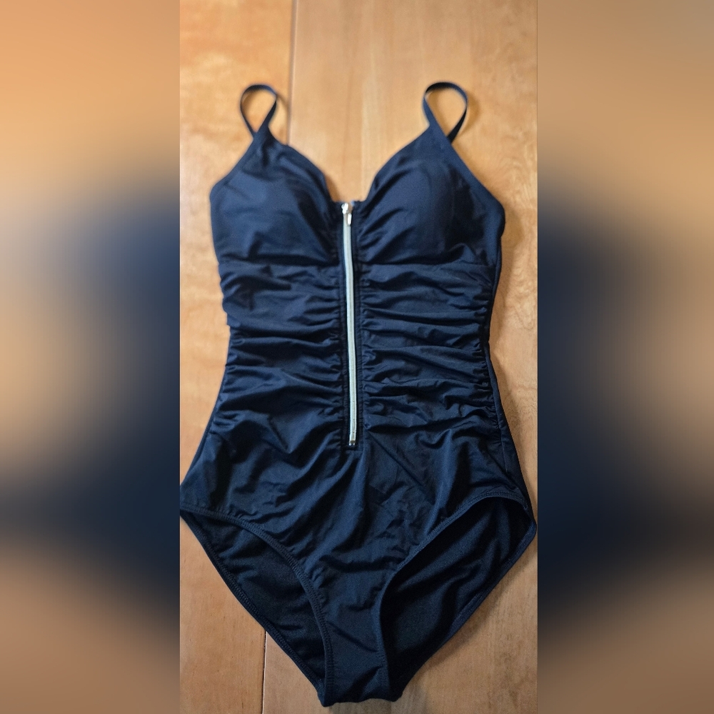 levtex Black Zip-Front One-Piece swimsuit